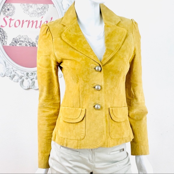 metrostyle Jackets & Blazers - Metrostyle / Leather Blazer/Jacket Pleated Puffed